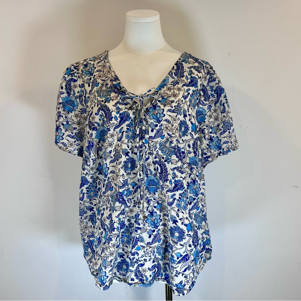 Knox Rose Boho Lace Up Blouse Size XXL